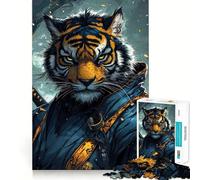 Tiger Samurai Warrior 1000 Piece Jigsaw Puzzles for Teenagers Reason Skill Toy Quiet Calm Exact Cut Xmas Surprise 38x26cm