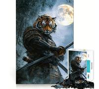 Tiger Samurai Warrior Adults Puzzles 1000 Piece Jigsaws Mind Exercise Toy Relaxed Mind Design Assembly Santa Wish Gift 50x75cm