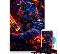 Tiger Samurai Warrior Adults Puzzles 1000 Piece Jigsaws Mind Exercise Toy Relaxed Mind Design Assembly Santa Wish Gift 50x75cm