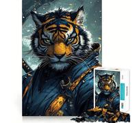 Tiger Samurai Warrior Jigsaw Puzzle for Adults 1000 Pieces Smart Reason Toy Group Joy Smooth Edge Fine Art Piece 50x75cm