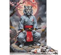 Tiger Samurai Warrior Jigsaw Puzzles Puzzles for Adults Kids. 1000 Pieces Whimsical Challenge Toy Educational Game Home Decoration for Educational Games Gifts 1000pcs (38x26cm)