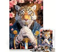 Tiger Samurai with Katana Hard Jigsaw Puzzle for Adults 1000 Pieces Recall Upgrade Gentle Relax Clear Cut Unique Gift 50x75cm