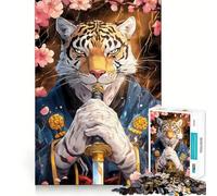 Tiger Samurai with Katana Jigsaw Puzzle for Adults 1000 Pieces Smart Reason Toy Group Joy Smooth Edge Fine Art Piece 38x26cm