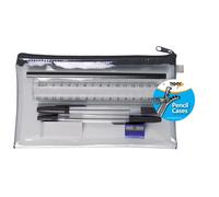 Tiger school stationery pencil set with a clear plastic storage case