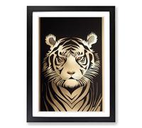 Tiger Scroll Art Vol.1 Framed Print | A2 Black Framed Wall Art | Ready to Hang | Modern Animal Picture | Living Room Bedroom Lounge Office
