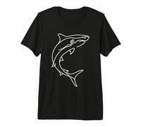Tiger Shark Line Art Ocean Predator Marine Life Design Premium T-Shirt