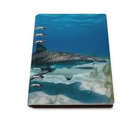 Tiger Shark Ocean Printed A5 Notebook Binder Refillable Notebook 6 Metal PU Leather Ring Planner Daily Work