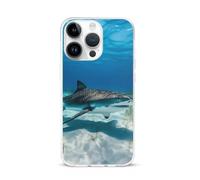 Tiger Shark Ocean Printed Phone Case Slim Cute Cellphone Protective Cover Unisex Compatible with iPhone 15/15 Plus/15 Pro/15 Pro Max