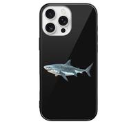 Tiger Shark Personalized Glass Phone Case Cover Compatible with iPhone 16/16 Plus/16 Pro/16 Pro Max/16 E