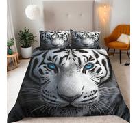 Tiger Single Duvet Cover Set, Abstract Animal Tiger Kid's Duvet Cover 150x200cm, Beddding Sets Microfiber 3 Piece Comforter Covers Set with Zipper Closure with 2 Pillowcase