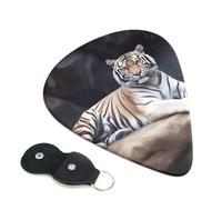 Tiger Sitting On Rock Animal 6 Pack Guitar Picks With Holder, Personalized Guitar Plectrums Non-Slip Portable Ukulele Bass Picks 0.46mm For Acoustic Guitar Lovers Gifts