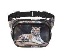 Tiger sitting on rock animal Fanny Pack Adjustable Crossbody Bag Large Waist Bag Travel Belt Bag Unisex Bum Bag