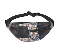 Tiger sitting on rock animal Fanny Pack for Men Women Belt Bag Fashion Waist Bag Everywhere Crossbody Bag Wallet Hip Bum Bag with Adjustable Strap Waterproof Chest Bag for Travel Hiking Sports, Black,