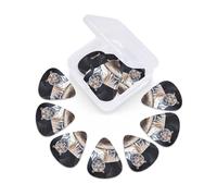 Tiger sitting on rock animal Guitar Picks 12 Pack Thin, Medium & Heavy 3 Different Thickness Celluloid Guitar Plectrums with Storage Box Personalized Guitar Pick for Acoustic Guitar, Bass