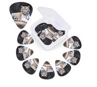 Tiger sitting on rock animal Print Guitar Picks 12 Pack Guitar Plectrums with Storage Box Bass Picks For Acoustic Guitar Bass Electric Ukulele Includes 0.46mm, 0.71mm, 0.96mm