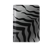 Tiger Skin Animal Texture Black White Genuine Leather Travel Passport Covers, Microfiber Leather Travel Wallet Holder Case Protector for Women and Men