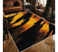 Tiger Skin Rug Living Room 200x300 cm, Extra Large Rug, Low Pile Rugs Non Slip, Machine Washable, Abstract Animal Black Yellow Area Rugs for Living Room, Home Decor Floor Carpets, FD5701