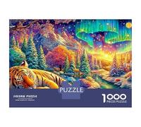 Tiger Sleeping Under Aurora Lights 1000 Piece Jigsaw Puzzle The Forest King Great Gift for Boys, Girls, Men & Women 38x26cm/1000pcs