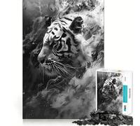 Tiger Smoky Beast 1000 Pieces Jigsaw Puzzles for Teenagers Recall Upgrade Relaxing Fun Clear Cut Seasonal Gift 38x26cm