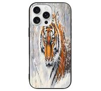 Tiger Snowy Day Personalized Glass Phone Case Cover Compatible with iPhone 16/16 Plus/16 Pro/16 Pro Max/16 E