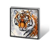 Tiger Snowy Day Square Shape Brooches Pins Lightweight Metal Lapel Pin Memorial Badges Jewelry Gift
