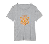 Tiger Spirit: Fierce Feline Emblem for Brave Souls T-Shirt, Women's Plus, Heather Grey, 3X