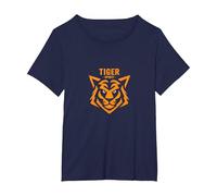 Tiger Spirit: Fierce Feline Emblem for Brave Souls T-Shirt, Women's Plus, Navy, 3X