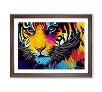Tiger Splash Vol.5 Abstract Framed Print | A2 Walnut Framed Wall Art | Ready to Hang | Abstract Animal Picture | Living Room Bedroom Lounge Office