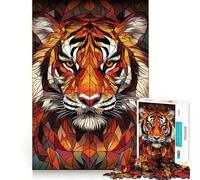 Tiger Stained Glass 1000 Piece Jigsaw Puzzle for Teenagers Brain Challenge Toy Relax Time Precise Cut Art Display 38x52cm