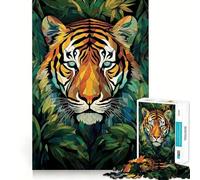 Tiger Stained Glass 1000 Piece Jigsaw Puzzle for Teenagers Smart Toy Bonding Time Accurate Cut Art Collection Piece 38x52cm