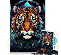 Tiger Stained Glass 1000 Pieces Jigsaw Puzzles for Adults Thought Toy Calming Play Precise Edge Heartfelt Gift 38x26cm