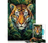 Tiger Stained Glass 1000 Pieces Jigsaw Puzzles for Teenagers Mind Skill Toy Leisure Fun Design Assembly Elegant Gift 38x26cm