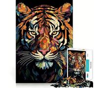 Tiger Stained Glass Jigsaw Puzzles for Adults 1000 Piece Smart Reason Toy Family Bond Smooth Edge Art Display 50x75cm