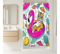 Tiger Stall Shower Curtain, Summer Tropical Tropical Bird Pineapple Summer Peach Polyester Waterproof Design Print Bath Curtains for Bathroom Bathtub Apartment Decor 36x72 Inch