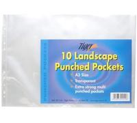 Tiger Stationery 3 x A3 Landscape Punched Pocket (Pack of 10)