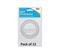 Tiger Stationery Circular Protractor (Pack Of 12) Clear/black (One Size)