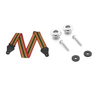 Tiger STP2-RB Nylon Guitar Strap for Acoustic, Classical, Electric and Bass Guitars Reggae Design GTR-BTN Guitar Strap Button - Metal End Pin for Acoustic, Classical