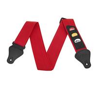 Tiger STP4-RD Guitar Strap with Pick Holders and Picks | For Classical, Electric, Bass and Acoustic Guitars - Red