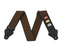 Tiger STP5-BR Guitar Strap with Pick Holders and Picks - for Classical, Electric, Bass and Acoustic Guitars - Brown