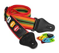Tiger STPK2-RB Nylon Guitar Strap with 3 Pick holders - Reggae Design