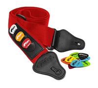 Tiger STPK2-RD Nylon Guitar Strap with 3 Pick holders - Red