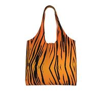 Tiger Stripe Aesthetic Tote Bag For Girls : With Full-Page Printing For Women Lady Canvas Polyester Tote Bag
