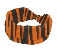 Tiger Stripe Background Orange Black Headbands for Women, Wide Turban Headband, Non Slip Head Wraps, Elastic Sweat Yoga Workout Hairband Soft Hairwrap Bandana
