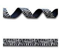 Tiger Stripe Black Silver Foil Grosgrain Ribbon Animal Print 22mm Wide, 2 Yards (1.82 metres), Ideal for Craft Projects, Scrapbooking, DIY Hair Bows, Present Wrapping etc.