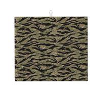 Tiger Stripe Camo Print Absorbent Drying Mat For Kitchen, Hanging Loop, Good For Dishes, Small Appliances