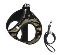 Tiger Stripe Camo Print Dog Harness and Leash Set,Breathable Adjustable Escape Proof Vest for Cats Dogs