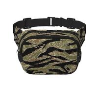 Tiger Stripe Camo Print Fashion Waist Packs Square Layer Waist Bag Black Belt Bag with Adjustable Strap, Black, One Size