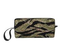 Tiger Stripe Camo Print Simple Organizer Pouch, Lightweight Travel Bag, Foam Padded Cosmetic Case