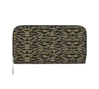 Tiger Stripe Camo Print Spacious Trendy Leather Hand Wallet Women Wallet Clutch for Casual and Travel Use, Black, One Size, Art