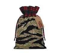Tiger Stripe Camo Printing 4.7x6.9 Inch Christmas Bag Drawstring Closure,For Christmas Anniversaries Birthdays,Holds Gifts